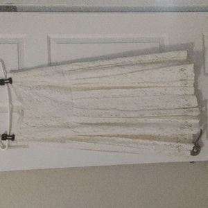 Talbots Off-white Floral Lace Pleated Skirt